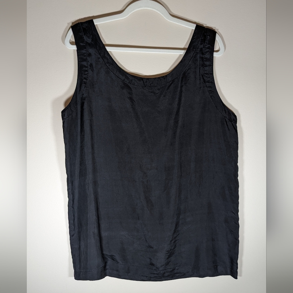 Vintage Black Silk Sleeveless Top